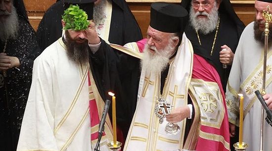 Photo: http://greece.greekreporter.com/2016/10/03/archbishop-ieronymos-our-houses-are-burning-and-we-are-singing/