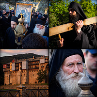 Mount Athos. Procession with the Iveron Icon
