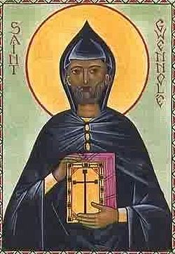 An icon of St. Winwaloe of Landevennec