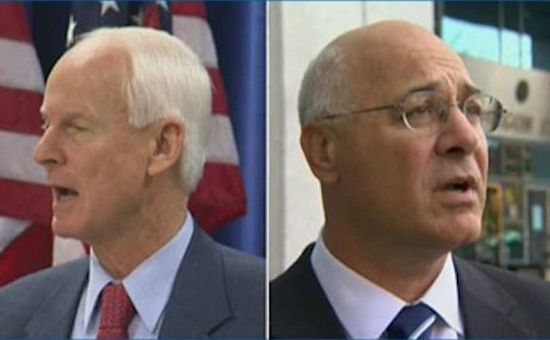 Republican Dennis Richardson (left) defeated Democrat Brad Avakian in the race for Secretary of State in Oregon.