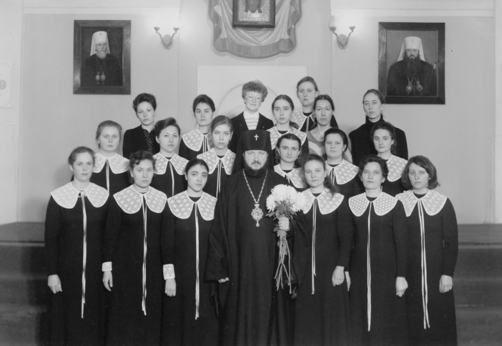 His Holiness Patriarch Kirill's 70th birthday.  With alumni of the music department. Leningrad. 1970s. 