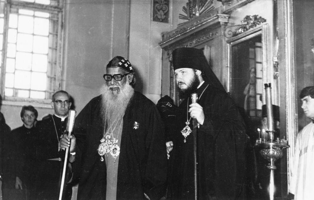 His Holiness Patriarch Kirill's 70th birthday.  Meeting of a foreign delegation at the Leningrad Spiritual Academy. 1970s.