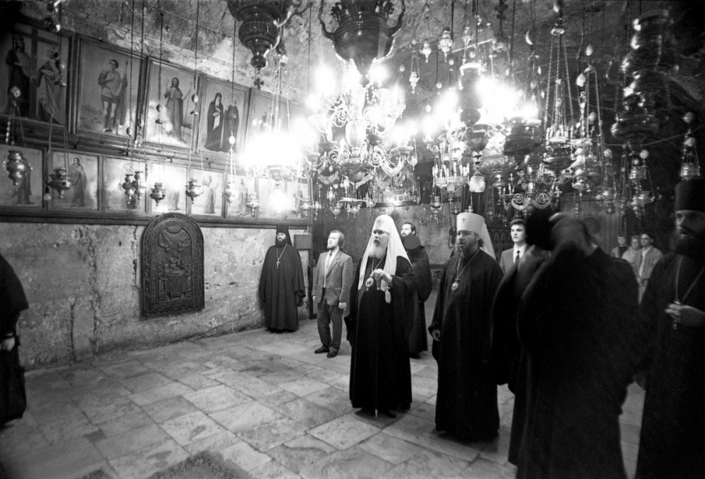 His Holiness Patriarch Kirill's 70th birthday.  During the visit of His Holiness Patriarch Alexei II to the Holy Land. May 1992. 