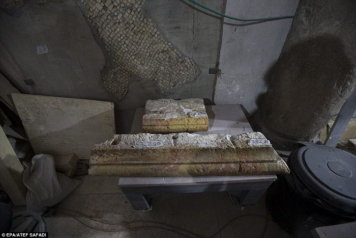 Stones taken from the tomb, pictured. The tomb has now been resealed and will probably not be opened again for hundreds, possibly even thousands, of years