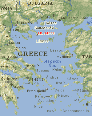Карта Эгейского моря.