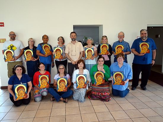 Students show off their finished paintings after the workshop at St. Sophia Greek Orthodox Cathedral in Washington, D.C. Photo courtesy of Theodoros Papadopoulos