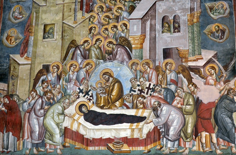 Fresco of the Dormition of the Mother of God. Church of the Holy Theotokos Perivleptos