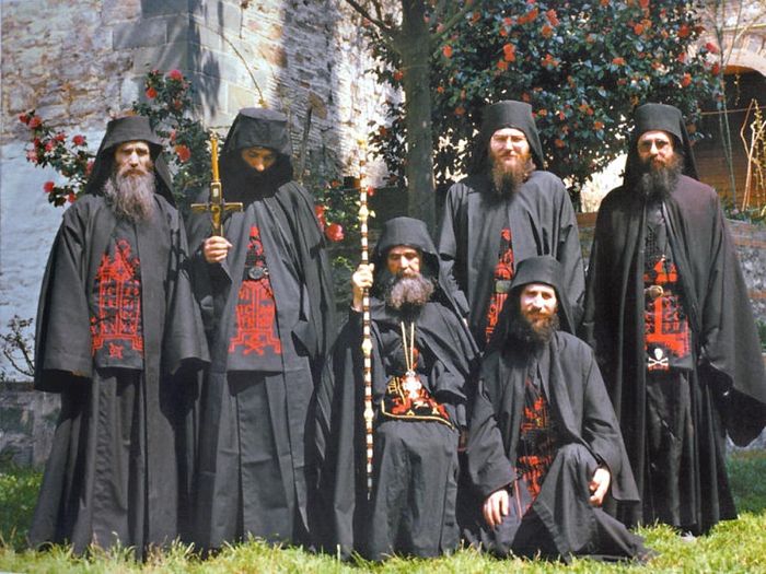 Elder Ephraim with monastery brethren