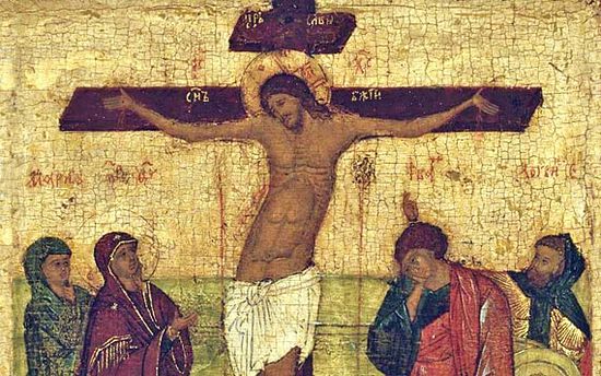 Распятие Иисуса Христа. Фрагмент иконы 16 века. Фото с сайта rublev.com