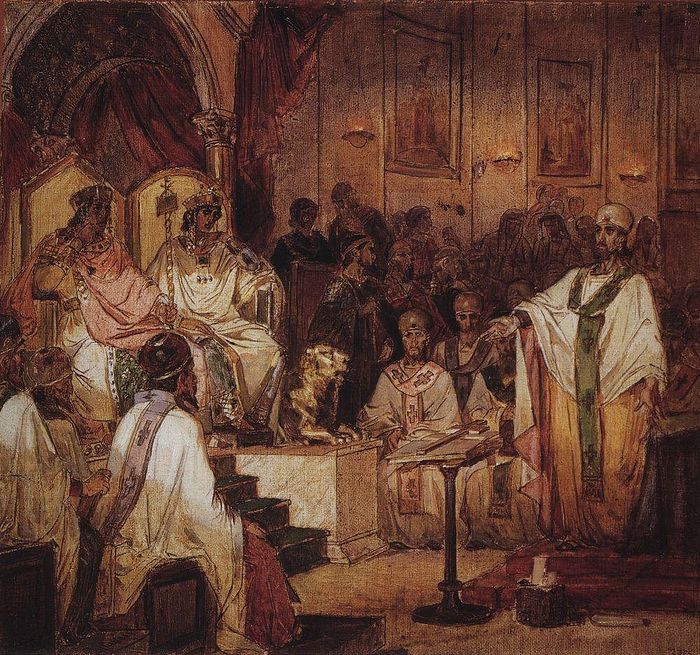 Василий Суриков. Четвертый Вселенский Халкидонский Собор, 1876