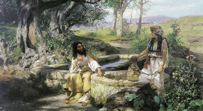 Христос у колодца разговаривает с самаритянкой. Г. И. Семирадский. Ок.1885 г. 