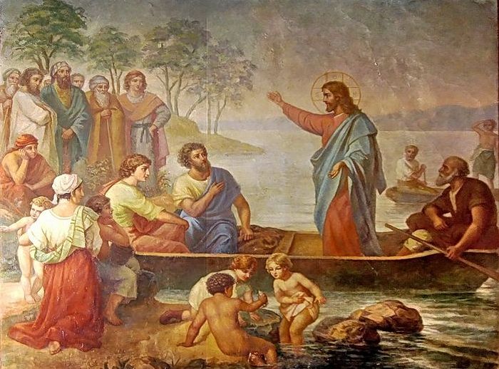 Беседа Иисуса Христа с народом. Фреска Трапезного храма Троице-Сергиевой Лавры