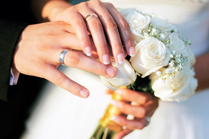 Венчание. Кольца серебряное и золотое