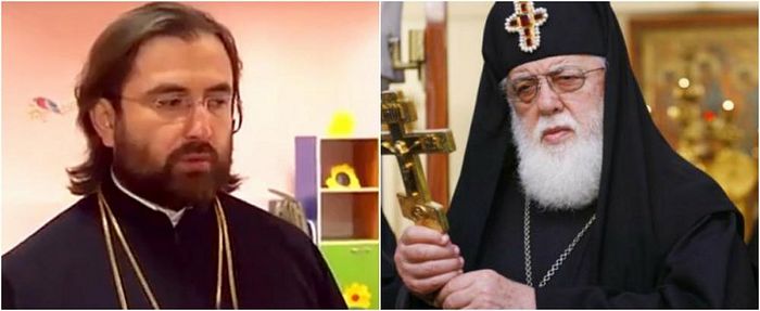 Left - Archpriest George Mamaladze, right - His Holiness Patriarch-Catholics Ilia II. Photo: Regioninfo.ge