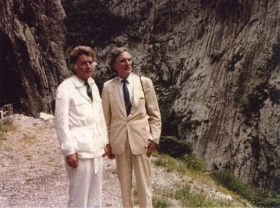 Franz Weber et Komnen Becirovic dans le canyon de la Moratcha 1988 Франц Вебер црногорској влади: Не потапајте величанствену земљу Морачу (ФОТО)
