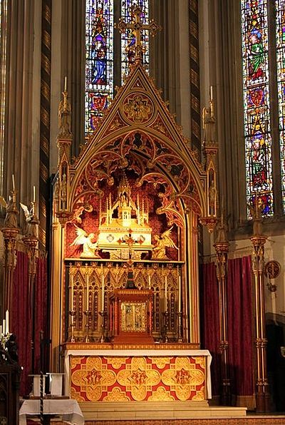 The High Altar of Birmingham Catholic Cathedral containing the reliquary with St. Chad's relics (photo by James Bradley)