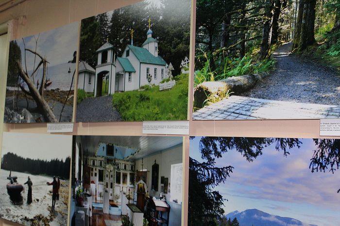 Some of the exhibition's photos, showing scenes from Orthodox Alaska