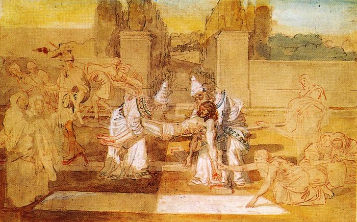 Joseph of Arimathea and Nikodemos transfer the body of Christ (Ivanov A. A., 1850s)