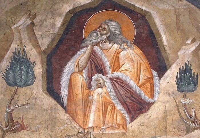 Илия пророк в пустыне. Монастырь Грачаница, Сербия
