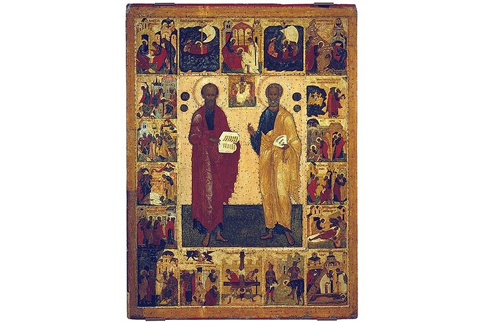 Апостолы Петр и Павел Икона с житием