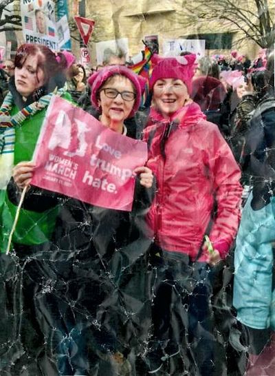 Marilyn Rouvelas, co-author with Patriarch Bartholomew’s adviser Fr. John Chryssavgis, at the Women’s March in Washington, DC