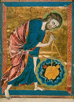 God creating the universe with a compass. Miniature from a French Bible. 1220-1230. Austrian National Library, Vienna. Photo: wikimedia.org