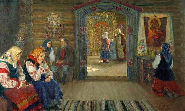 Сергей Милорадович. У исповедника. 1915