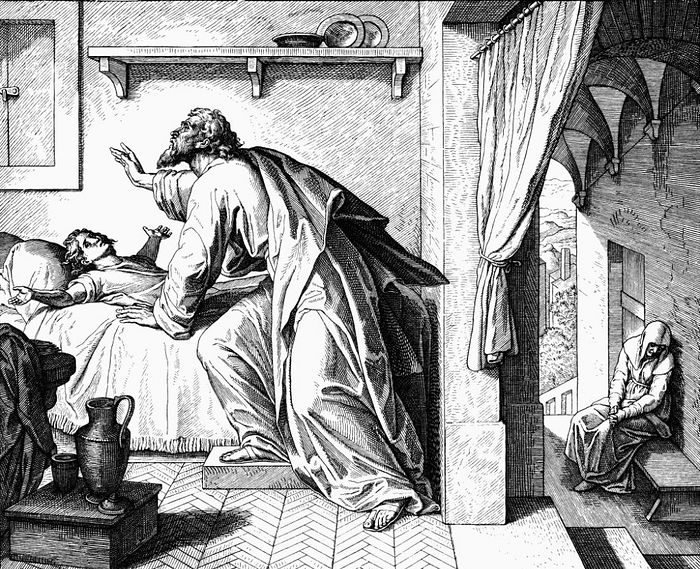 Илия воскрешает умершего сына вдовы. Юлиус Шнорр фон Карольсфельд