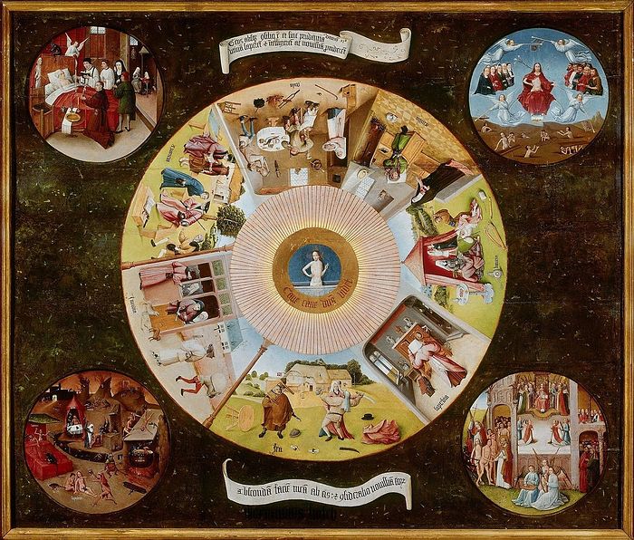 Семь смертных грехов (столешница) (1480-1485). Иероним Босх