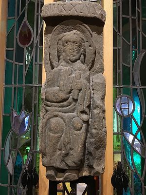 A cross fragment depicting Christ in Majesty at Dewsbury Minster (photo provided by the vicar of Dewsbury Minster)