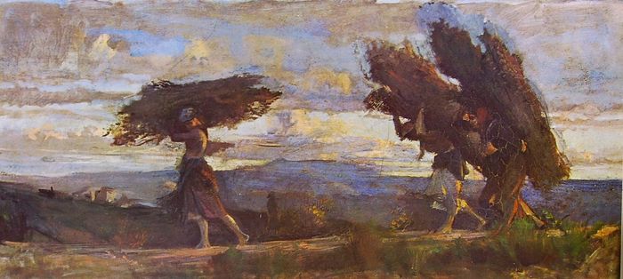 Cristiano Banti. Boscaiole con fascine. 1883