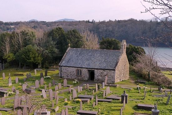 St. Tysilio's Church on Church Island (Ynys Dysilio), Wales (source - Geograph.org.uk)