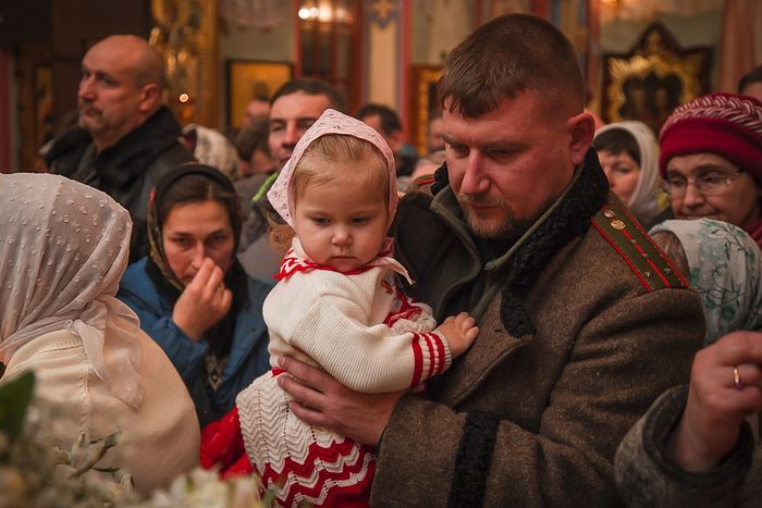 At the Nativity service in Diveyevo.
