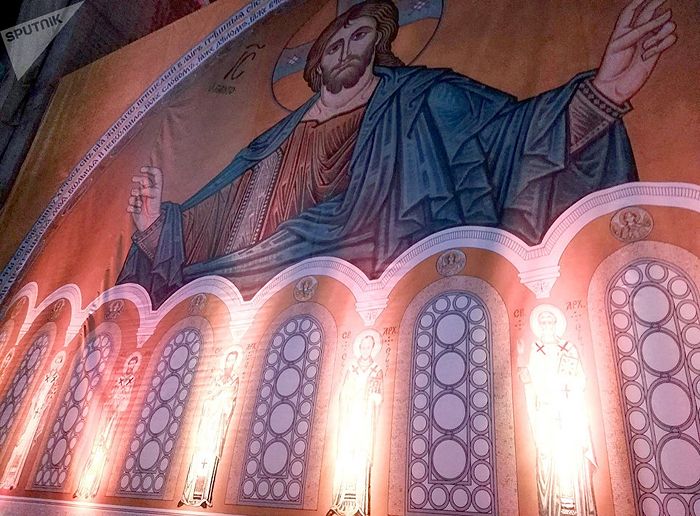 Убранство белградского храма Cвятого Саввы. 22 февраля 2018. Фото: Sputnik