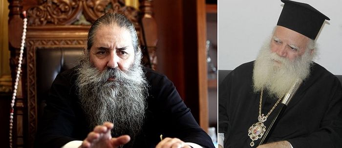 Met. Seraphim of Piraeus (left) (romfea.gr); Metr. Seraphim of Kythira (right) (orthodoxia.info)