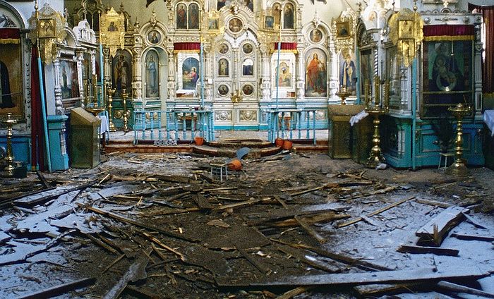 Храм Архангела Михаила в Грозном во время войны