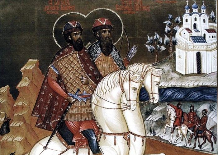 Явление благоверных князей Довмонта-Тимофея и Всеволода-Гавриила Псковских во время Албазинской осады.
