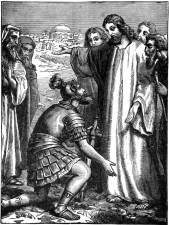 Healing of the centurion's servant, an ink drawing from"Project Gutenberg's Mother Stories from the New Testament" - http://www.gutenberg.org/files/17163/17163-h/17163-h.htm http://www.orthodox.net/ikons/miracle-healing-of-the-centurions-servant-02.jpg