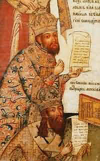 Патриарх Никон и Царь Алексей. Фрагмент иконы XVII века