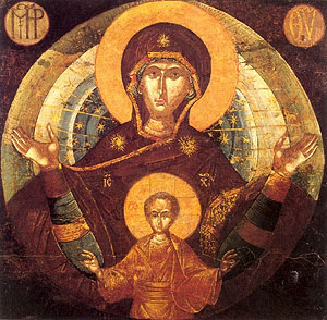 Икона Богоматери «Платитера». XV в. Греция