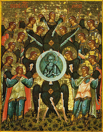 Synaxis of Archangel Michael and all the Bodiless Powers of Heaven. Novgorod School.