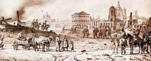 Смоленск 18 августа 1812 года. Литография по рисунку А. Адама. 1828. От Витебска до Смоленска.