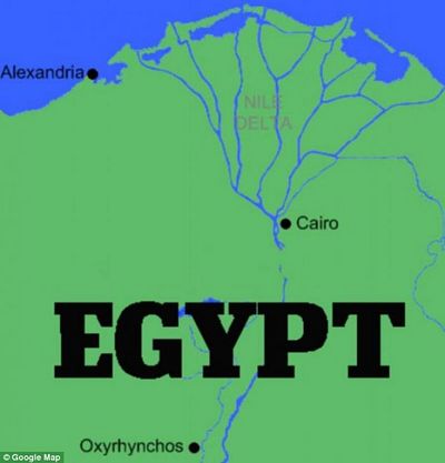 La ubicación de Oxyrhynchus en Egipto.