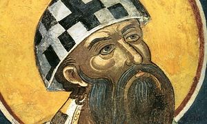 St. Cyril of Alexandria in an ancient Alexandrian mitre.