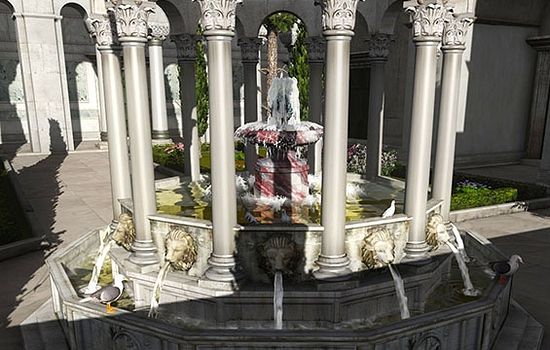Фонтан в атриуме перед храмом. 3D-реконструкция храма Святой Софии
