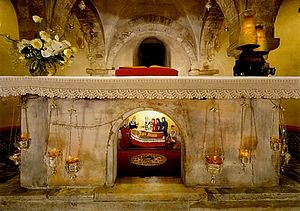 The relics of St. Nicholas are located underneath the altar