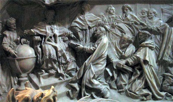 Instituting the Gregorian calendar. A bas relief on the grave of Pope Gregory XIII in St. Peter’s Cathedral, Rome.