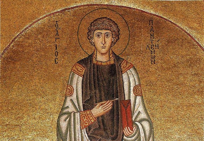 Великомученик и целитель Пантелеимон. Мозаика. Греция, монастырь Осиос Лукас. ХІ век