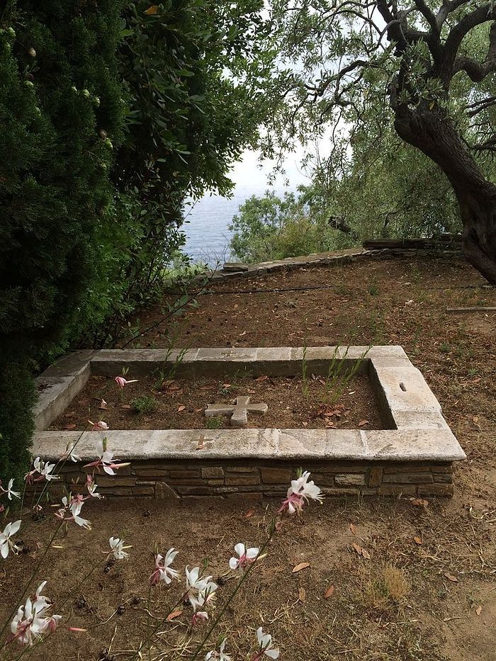 Gerontissa Theophano's grave at the cemetery. There is no cross on it because her relics have already been removed.